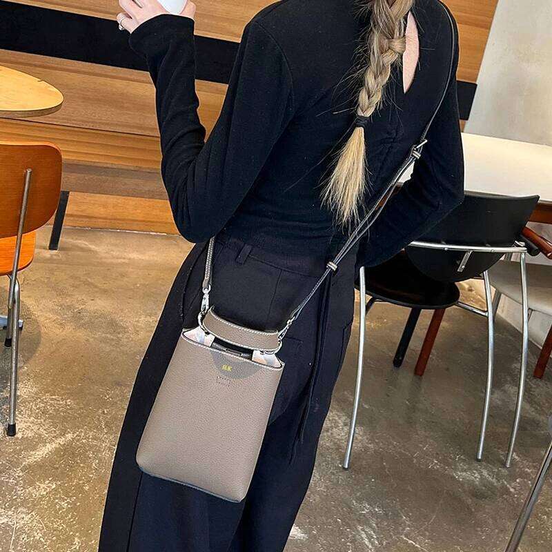 Cowhide Custom Name Crossbody Bag Fashion Spring Summer New Designer Handbags For Woman Large Capacity Party Bucket Bags