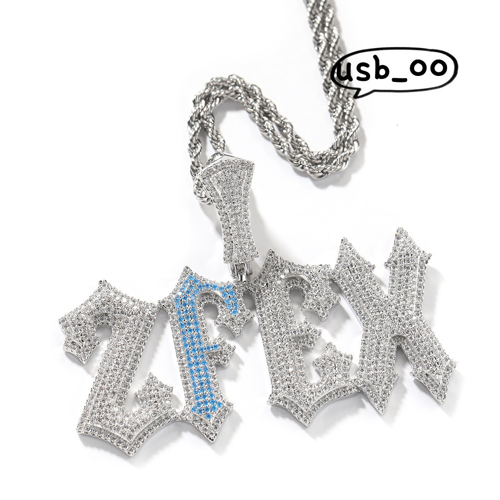 Hip-hop custom color full diamond Quality Styles Pendant Silver Moissanite Pendant Necklace For Men Hip Hop Jewelry Gifts