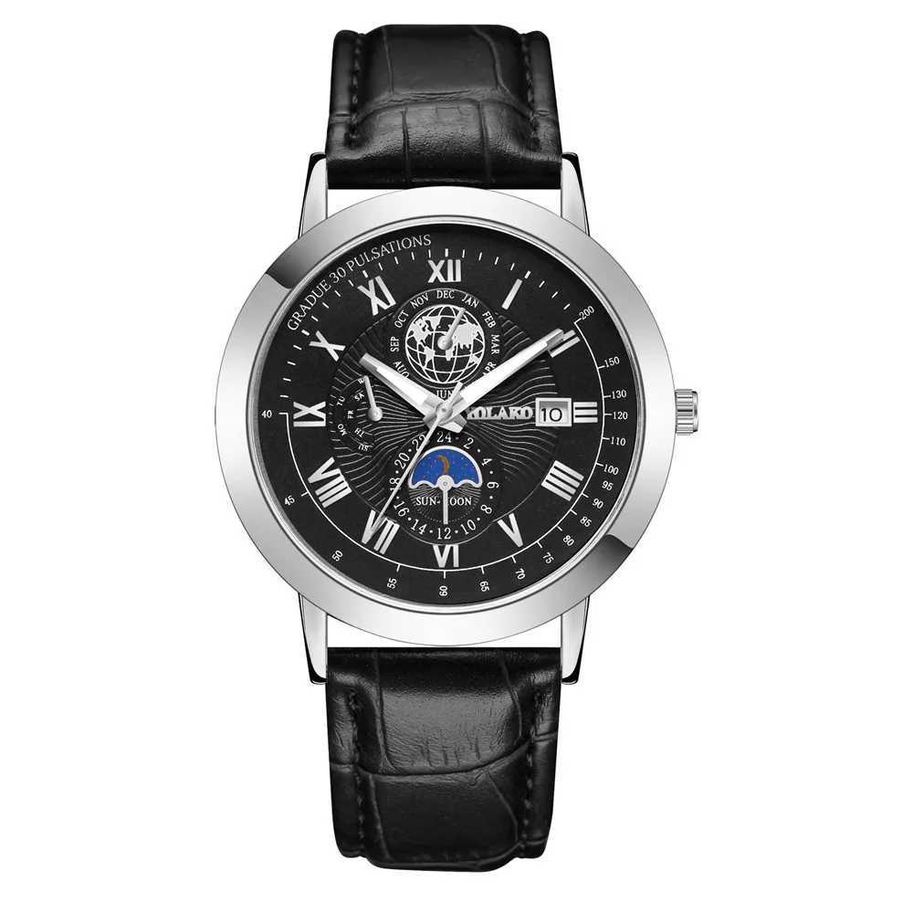 UTHAI H150 Mens Quartz Watch Roman Earth Design Calendar Clock Black Leather Band Boys Student Light Luxury Fashion Watches W250529