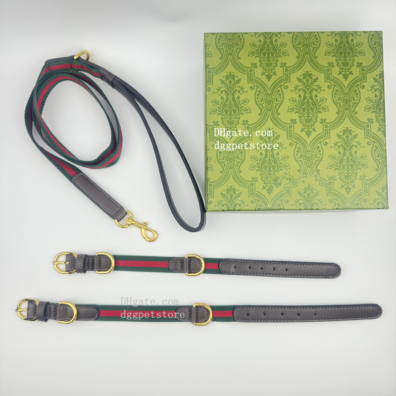 Designer Dog Collar and Leash Soft Leather Webbing Puppy Collar Stylish Gold Heavy Duty Metal Buckle for Small Dogs Cats Fashionable Dog Birthday Gift Red/Green S B264
