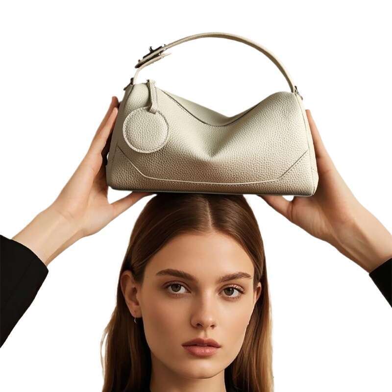 Designer Bag New Genuine Leather Crossbody Boston Bag Vegetable Tanned Cowhide Women Shoulder Elegant Buckle Handbag Black Brown