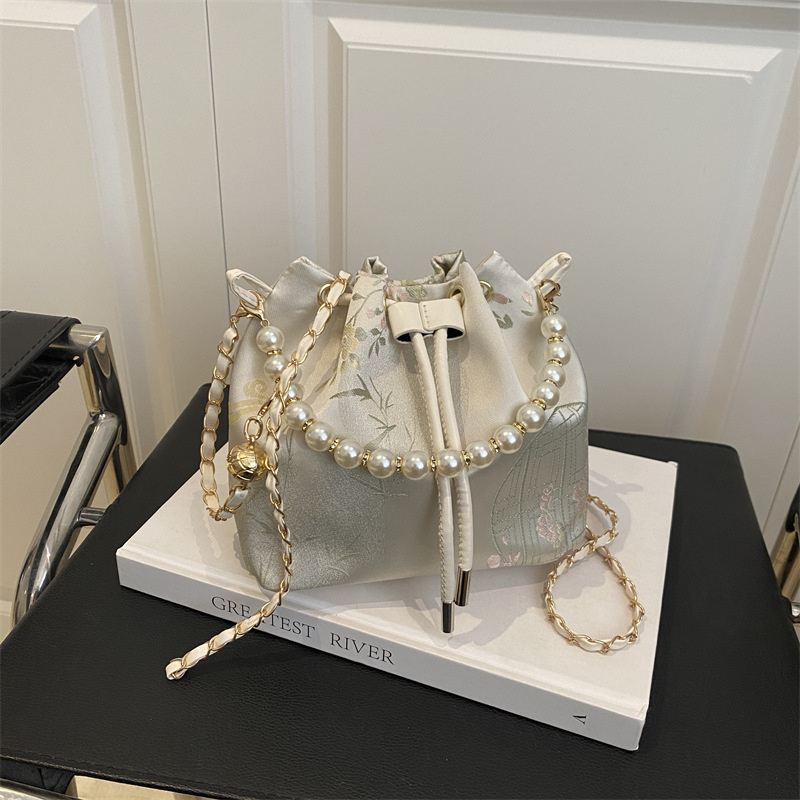 Free shipping new designer Bags ladies 2025 Summer Handheld Pearl Bucket Embroidered Shoulder Bag Small for daily outfit