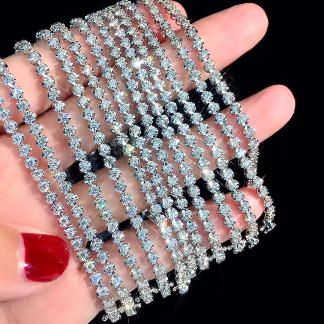 Goldstones Hip Hop Jewelry 3mm 4mm 5mm Hip Hop Iced Necklace/Bracelet Bling Moissanite Tennis Chain