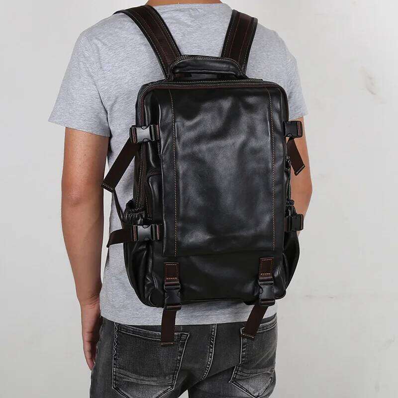 Retro First Layer Cowhide Men's Multifunctional Large Capacity Genuine Leather Leisure Travel Backpack