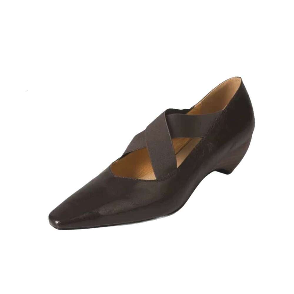 Genuine Leather French Niche Tapered Heel Square Toe Cross Strap Mary Jane for Women 2025 Spring Versatile Mid-Heel Single Shoes