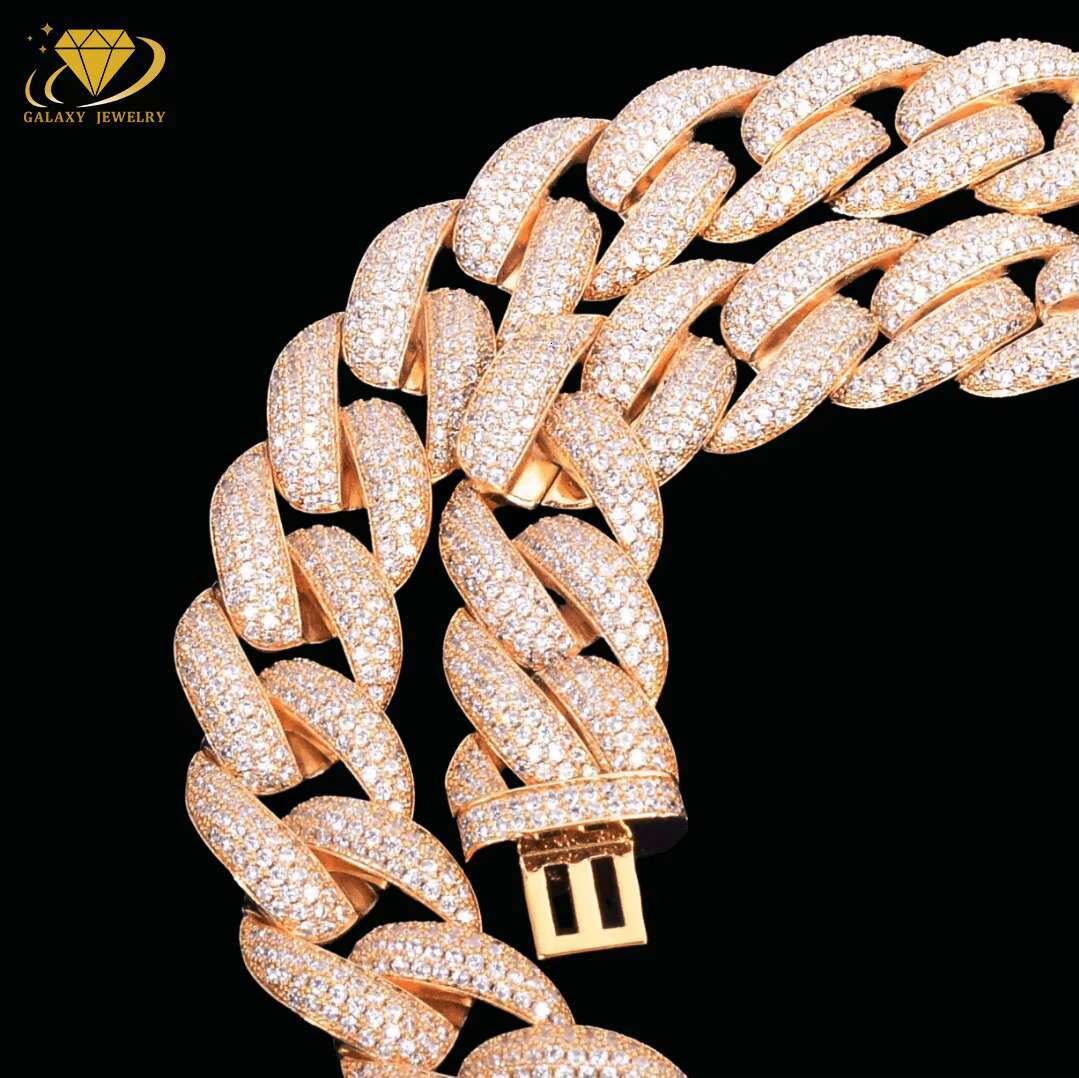 Hot Sale 925 Sterling Silver 20mm Hip Hop Iced Out Moissanite Diamond Miami Cuban Link Chain Necklace Rapper Men Trendy Jewelry