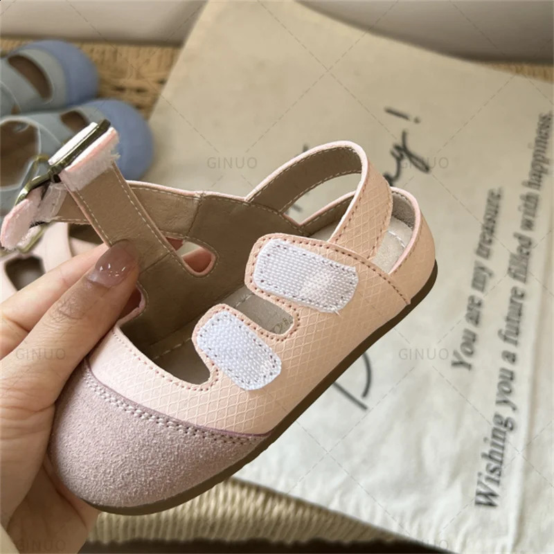 Summer Baby Shoes Leather Barefoot Shoes Soft Sole Princess Shoes Fashion Toddler Girls Sandals EU 16-25 250527