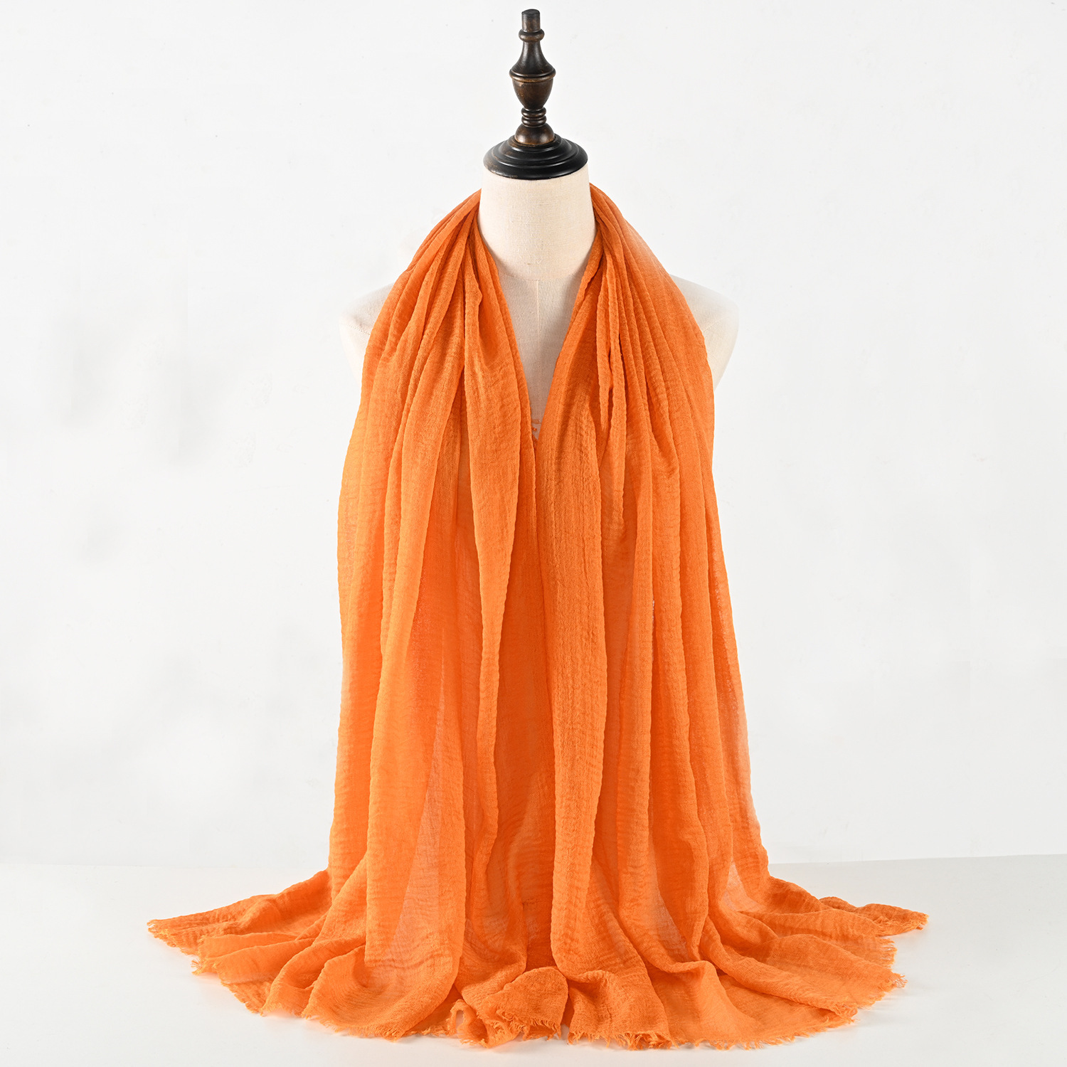 K858 Spring and autumn new pure color cotton and linen scarf pleated thin women's Southeast Asian gauze scarf 128 color scarf foreign trade whole