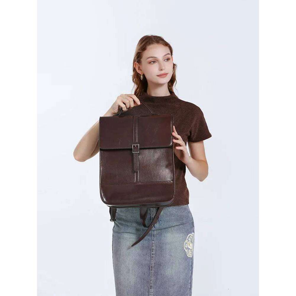 100% Genuine Letaher Women Waterproof Handbag Design Commuter Computer Backpack For Students Schoolbag