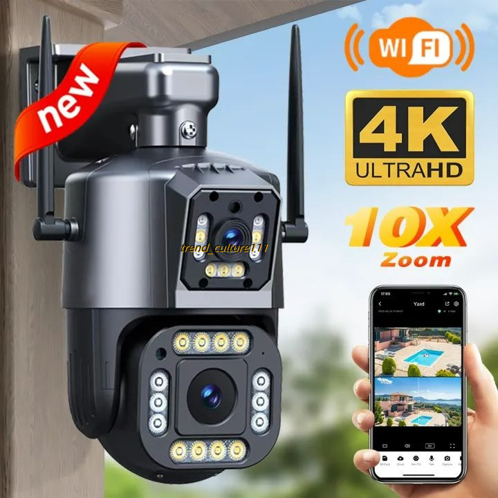 V380 PRO Dual Lens CCTV For Home WiFi IP Camera Wireless with Indoor and Outdoor Full Color Night Vision / Alarm Warning HD 1080P