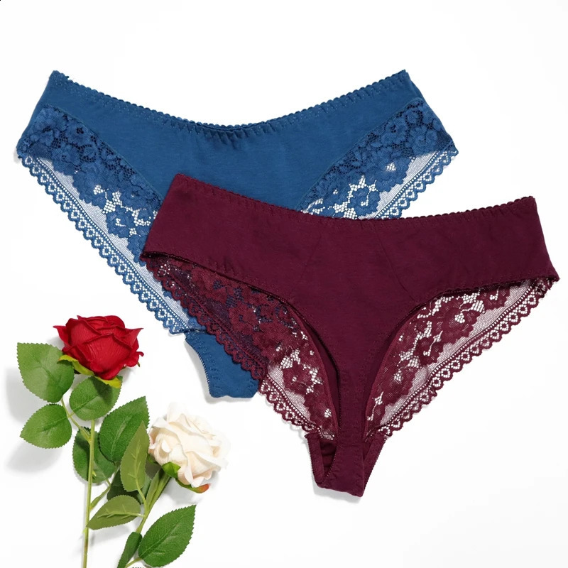 BEAUWEAR 2pcsLot female lingerie 0XL5XL large size thong pantys for women plus lace thin cotton Gstring briefs solid 250526