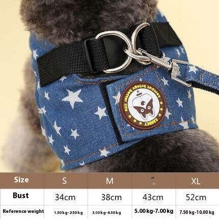 Pet Supplies Vest-Style Denim Leash Walking Rope Dog Chain Teddy Chest Harness