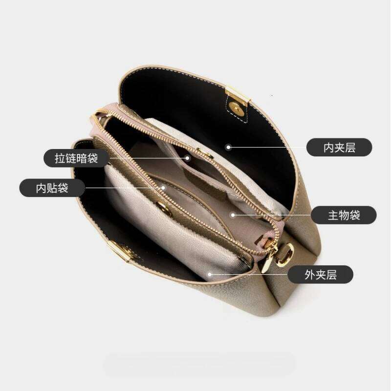 High-Quality Genuine Leather Bucket Shoulder Bags Tote For Purses With Two Strap Designer Women High-End Handbags