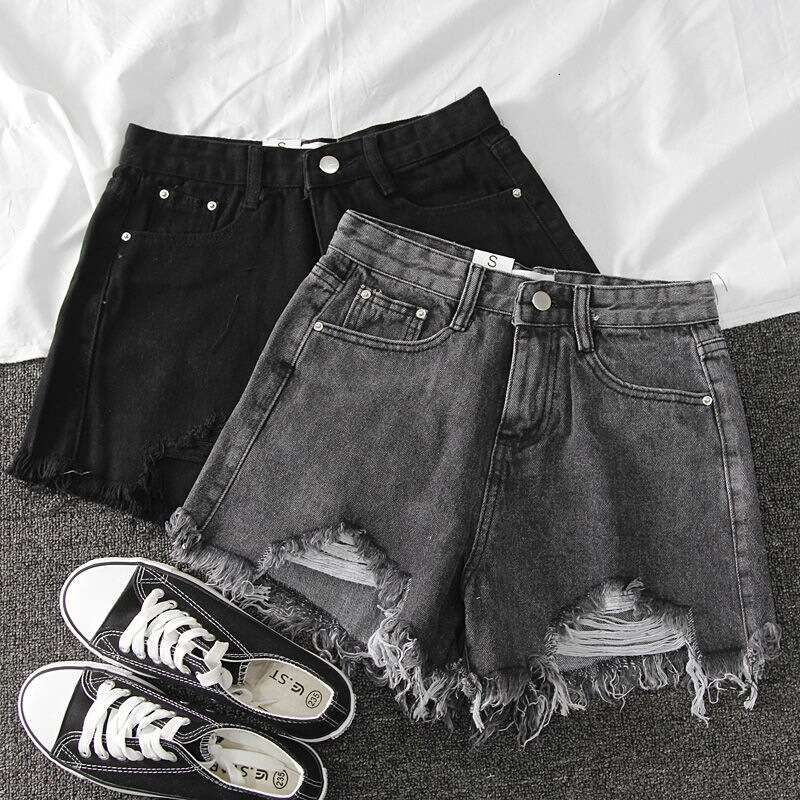 Shorts Women Denim Shorts Summer New High Waisted Denim Shorts For Women Loose Fit Distressed Chic Fringe A Line Wide Leg Hot Pants Trend Jean Shorts