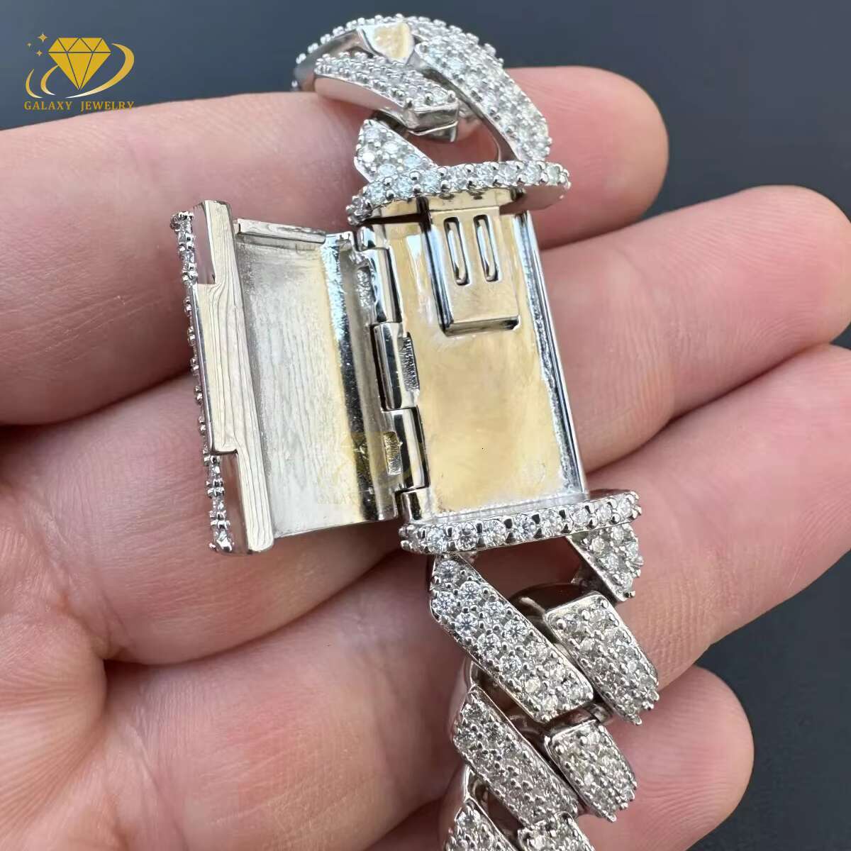 Hip Hop 2 Rows 20mm Cuban Link Chain 925 Solid Silver Gold Plated Iced Out Lab Moissanite Prong Cuban Necklace Bracelet
