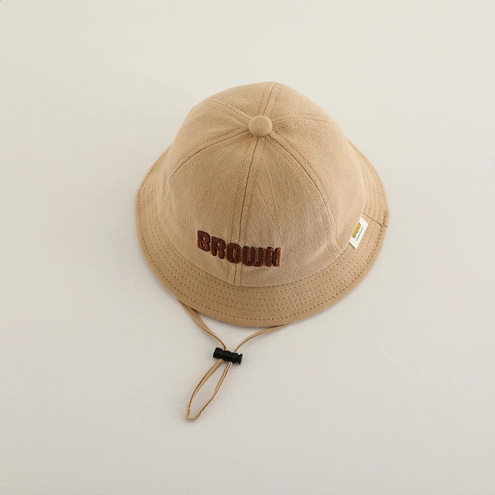 Bucket Hats Spring Cute Embroidered Letter Sunhat Fishing Hat Sunshade Visor Boys Girls Outdoor Beach Cap For 6-24M 250523