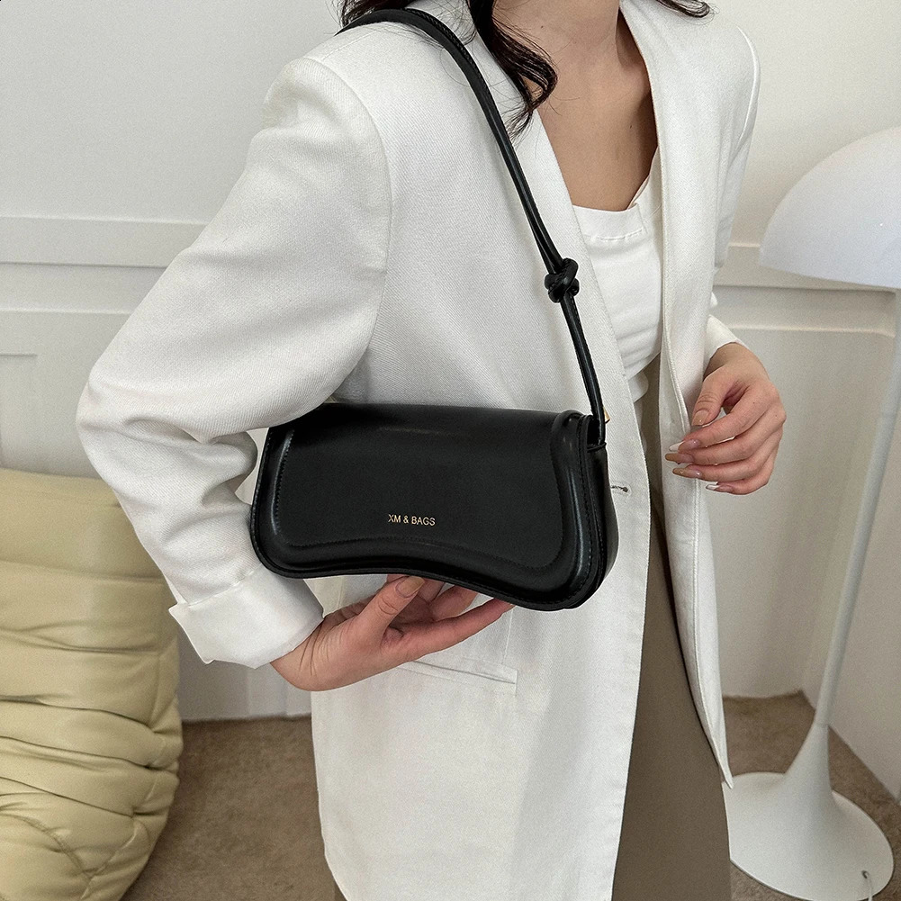 Women Fashion Shoulder Bag PU Leather Simple Underarm Female Solid Color Vintage Baguette Armpit ner Tote Handbag 250528