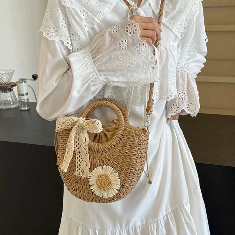 Handwoven Straw Rattan Half-Moon Beach Handbag Small Women Summer Hollow Out Crossbody Shoulder Bag XJ2520528