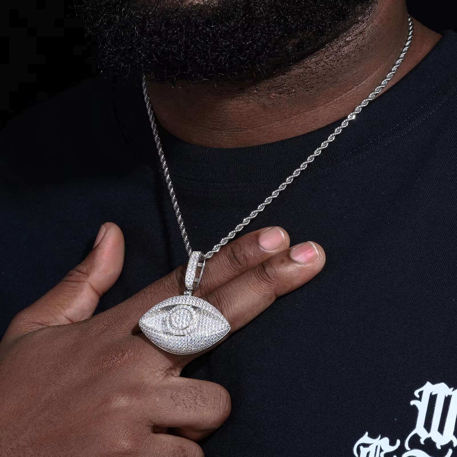 Fashionable Men Women Hip Hop Jewelry 925 Sterling Silver Micro VVS Moissanite Diamond Iced Out Evil Eye Pendant