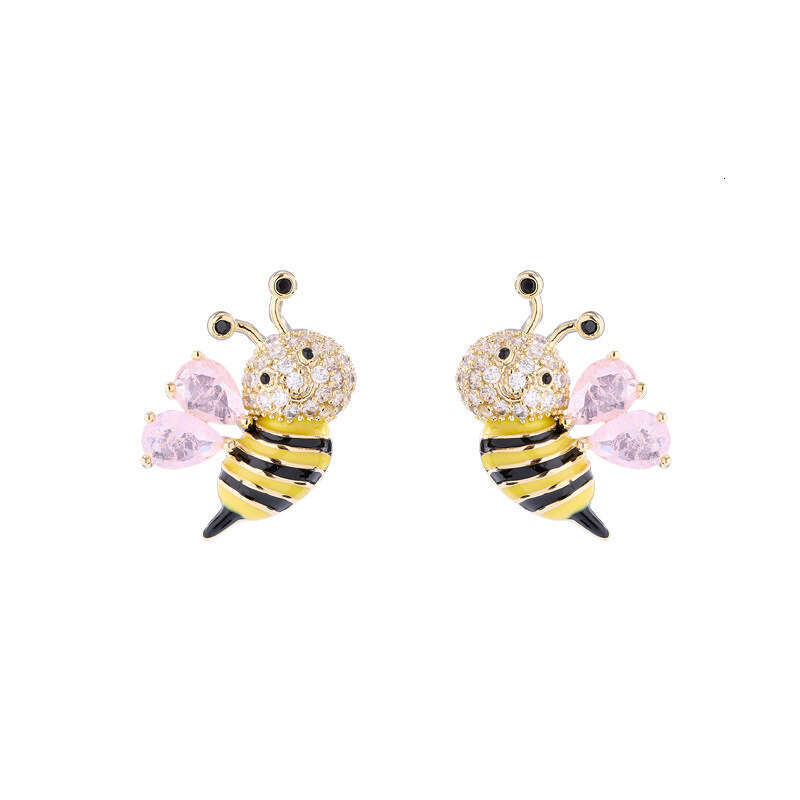 Fashion Creative Zircon Insect Bee Stud S Sier Needle Cute Exquisite Niche Design Sense Light Earrings