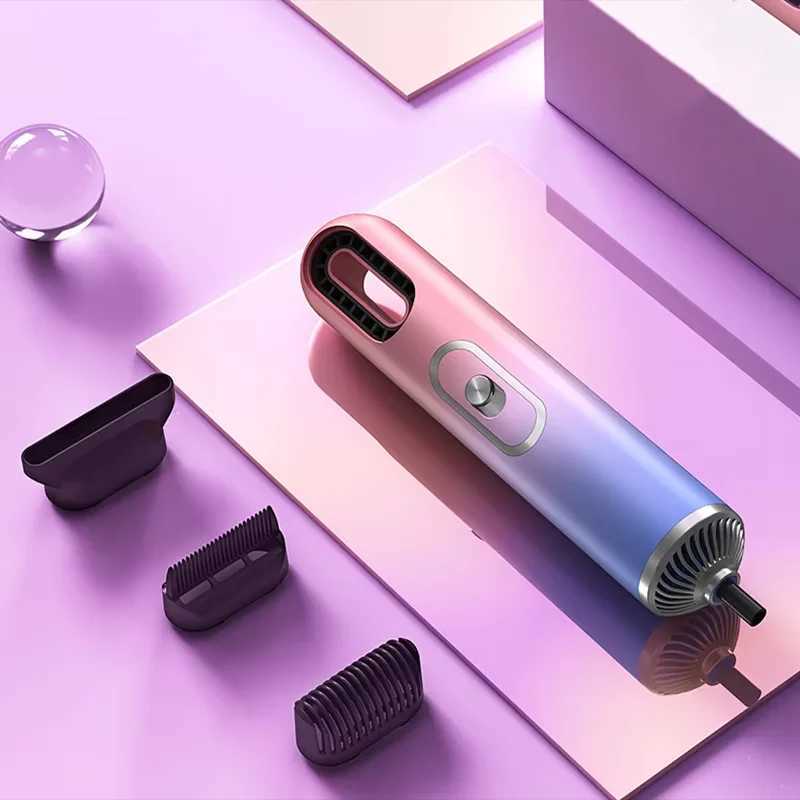 Hair Dryer Hair Styling 3-in-1 Mini Portable Hair Dryer Curling Comb Brush Curling Iron Straightener Manual Hair DryerXJ250528
