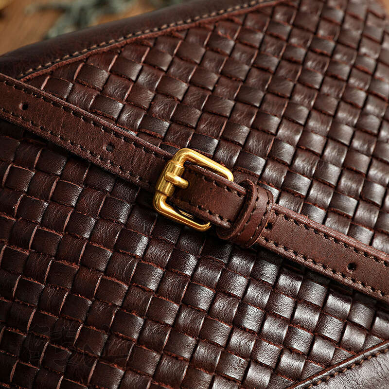 Tote Bag Braided Handbag Genuine Leather Handwoven Women S Vegetable Tanned Cowhide Washed And Waxed Artistic Crossbody Elegant Bag Shoulder Bag