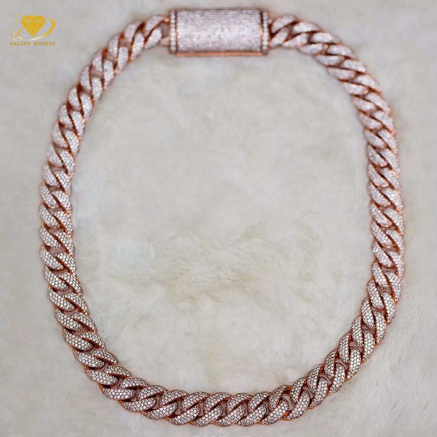 Fashion Jewelry Necklaces 10/12/16/20mm Three Rows Vvs Iced Out Diamond Moissanite Necklace Silver 925 Miami Cuban Link