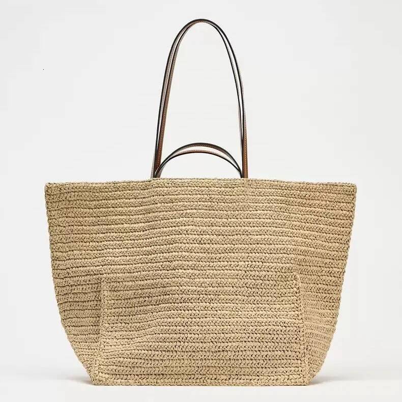 Casual Large Capacity Straw Tote Bag Designer Woven Women Shoulder Bags Handmade Summer Beach Handbags With Small Purses 2025