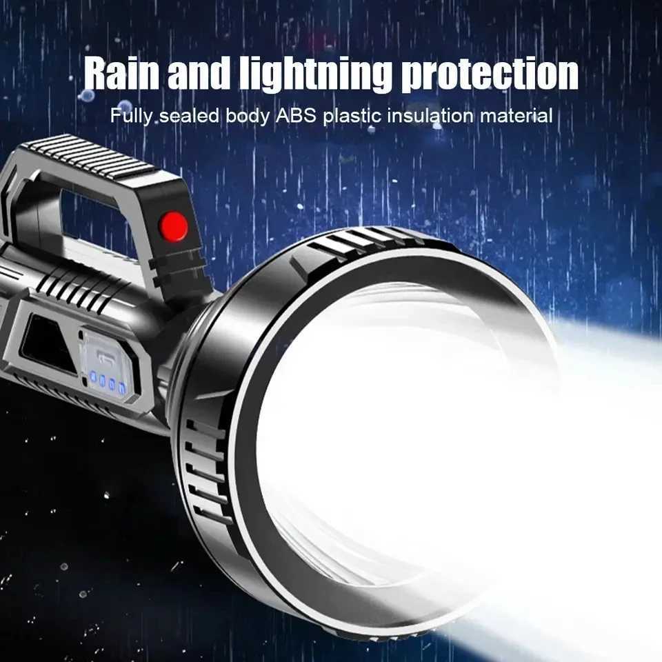 New High Power LED Flashlight Waterproof Fishing Lantern Torch USB Rechargeable Powerful Spotlight Searchlight Camping Lamp XJ250529