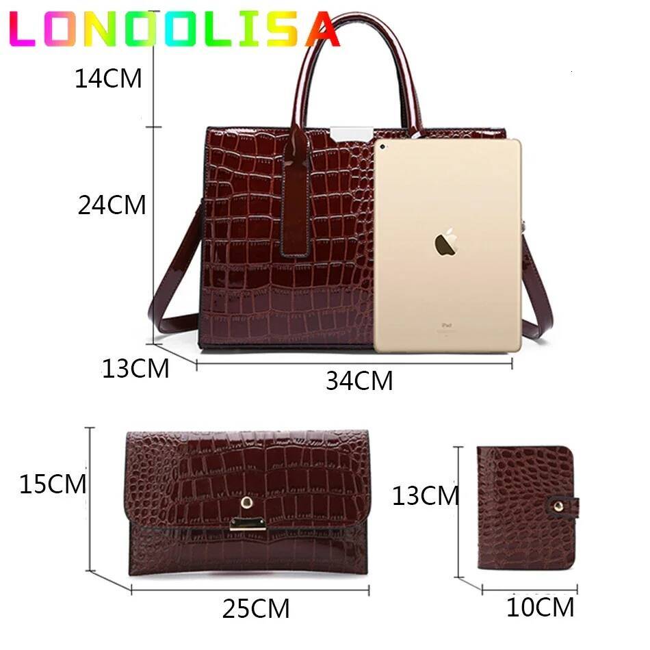 Pantent Leather Crocodile Handbags Female Crossbody Shoulder Messenger Bag For Women 2024 High Quality Ladies Handle Tote