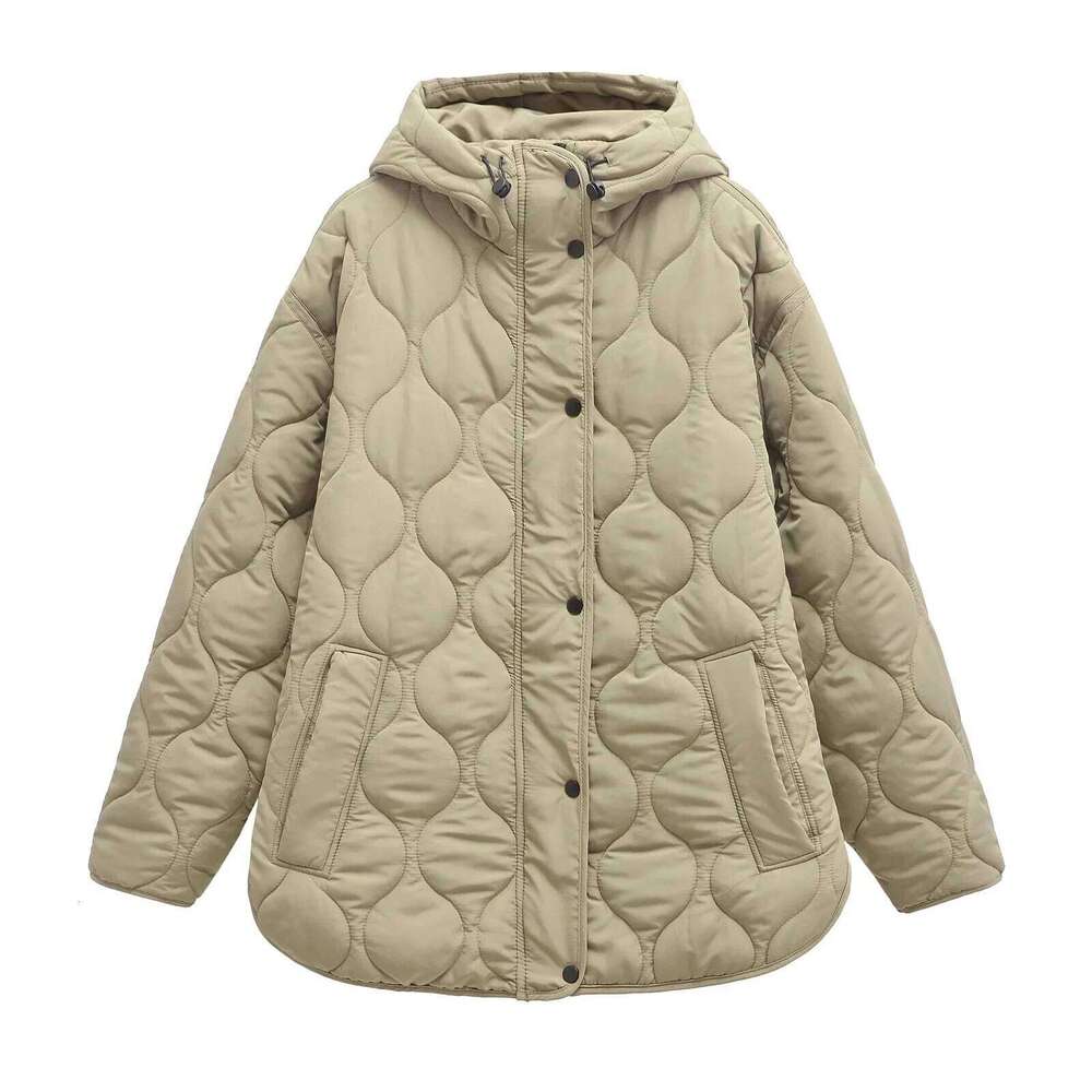 Winter New Style American Women's Hooded Long Sleeve Cotton Padded Jacket Loose Fit Casual Cardigan Large Size Lifestyle Co