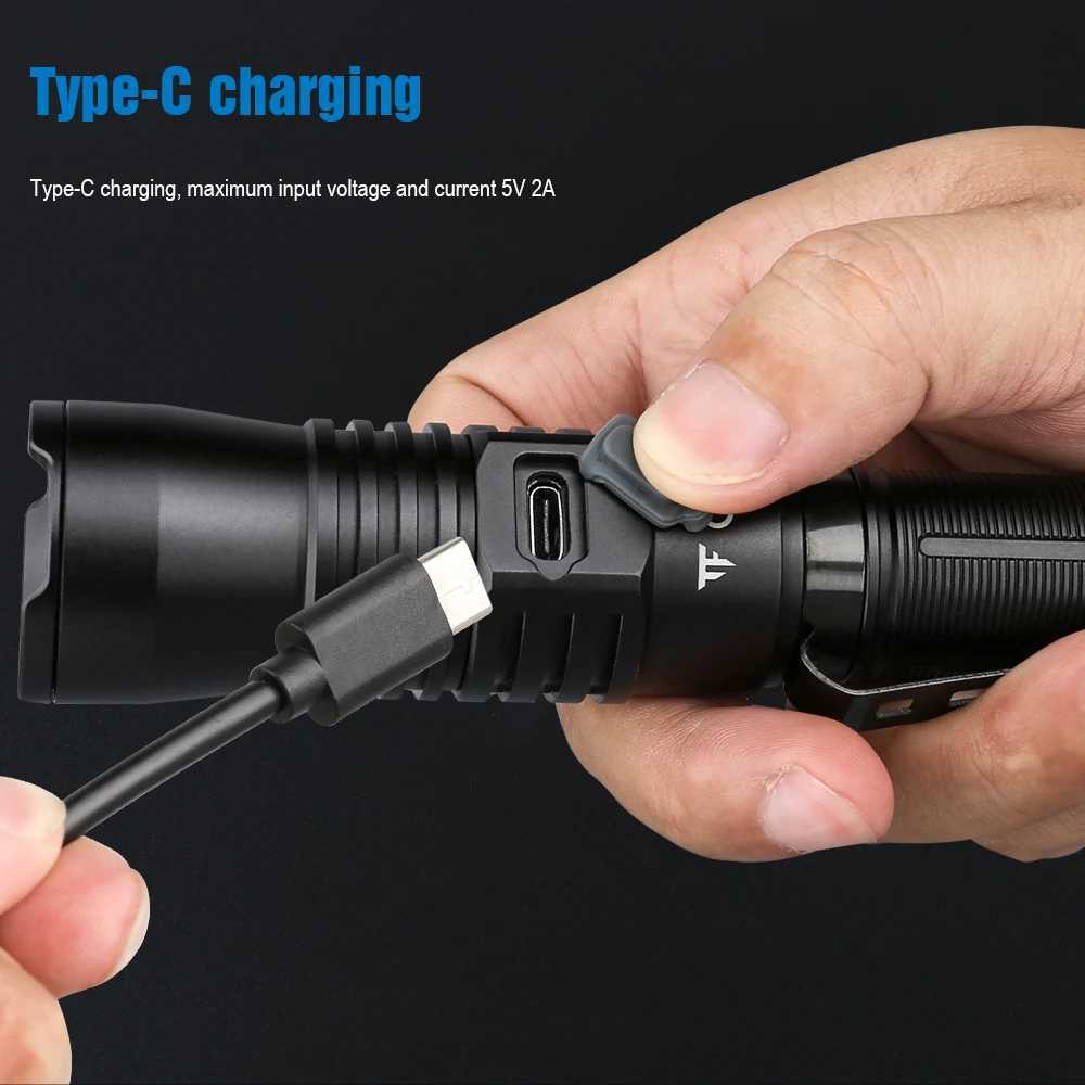 Trustfire T30R 1100M Tactical Flashlight 460Lumen Laser High Power LED USB Flashlight 18650 Rechargeable Self Defense Torch XJ250529