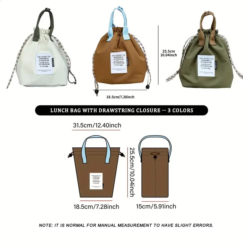 Large Capacity Waterproof Lunch Bag with Drawstring Closure Thick Insulation Cooler Bento for Picnic Work Student Handle Bag 250528