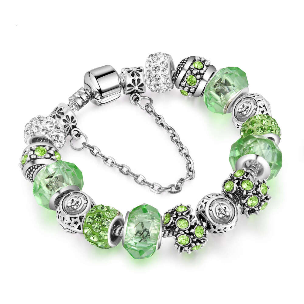 Hot Selling 12 Constellation Crystal Glass Alloy Large Hole Bead Bracelets Trendy Jewelry