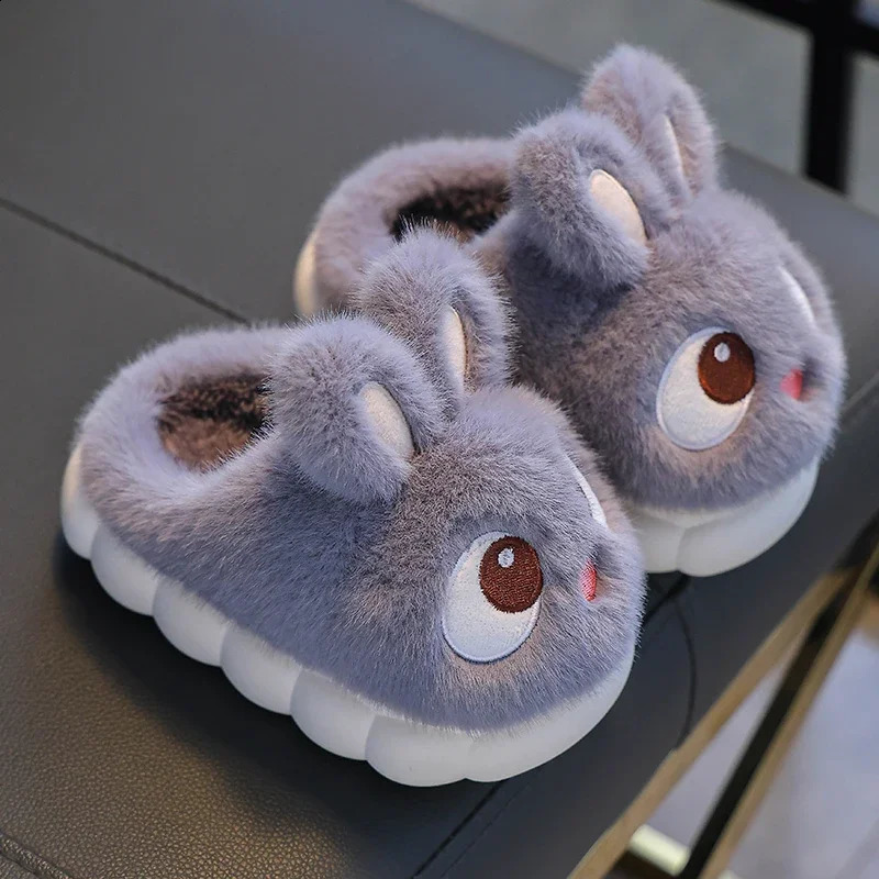 2024 Cute Rabbit Childrens Cartoon Winter Slippers Comfortable Warm House Shoes Boys Girls Indoor Home Fluffy Slippers 250526bj
