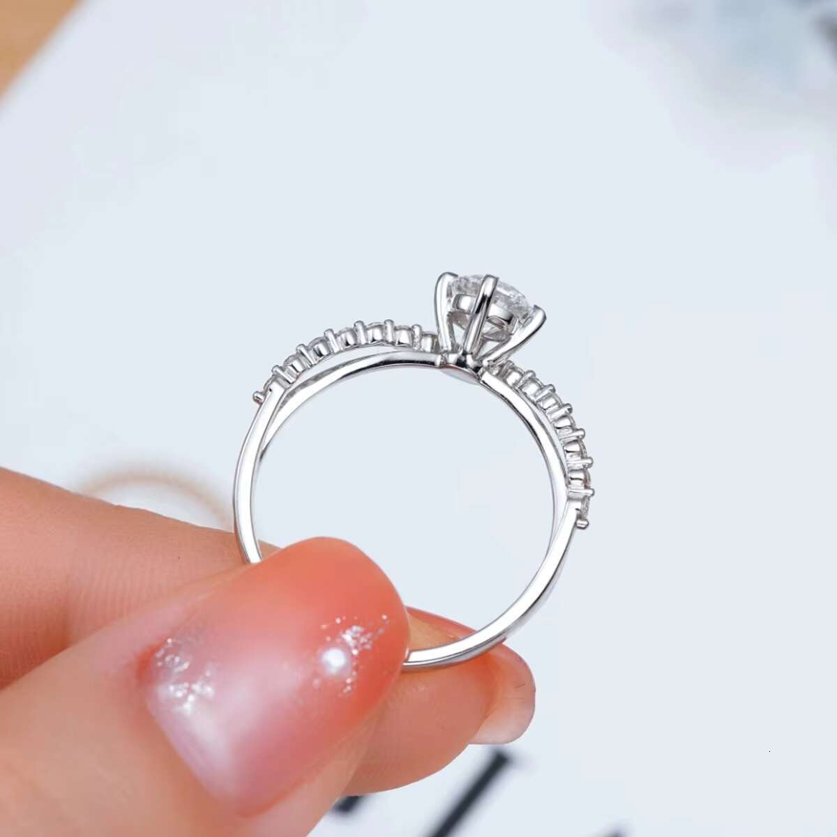 Classical Luxury 925 Sterling Silver White Diamond Finger Rings for Women Jewelry Wedding Engagement Gifts