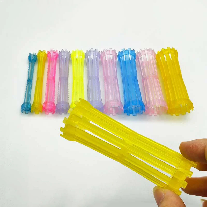 30pcs/set Crystal Hollow Cold Perm Rods with Rubberbands Anion Clear Stretch Classic Transparent Sleep Curler Bars Heatless 1901 250519