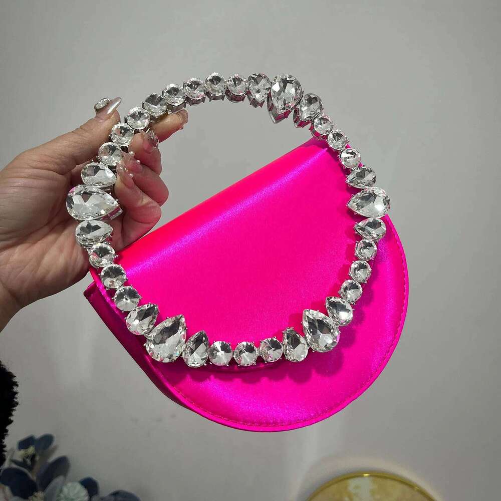 Women's Bags Designer Dia Handle Evening Bag Silk Handbag Designer Crystal Wedding Clutch Satin Shoulder Crossbody Bags For Women NEW