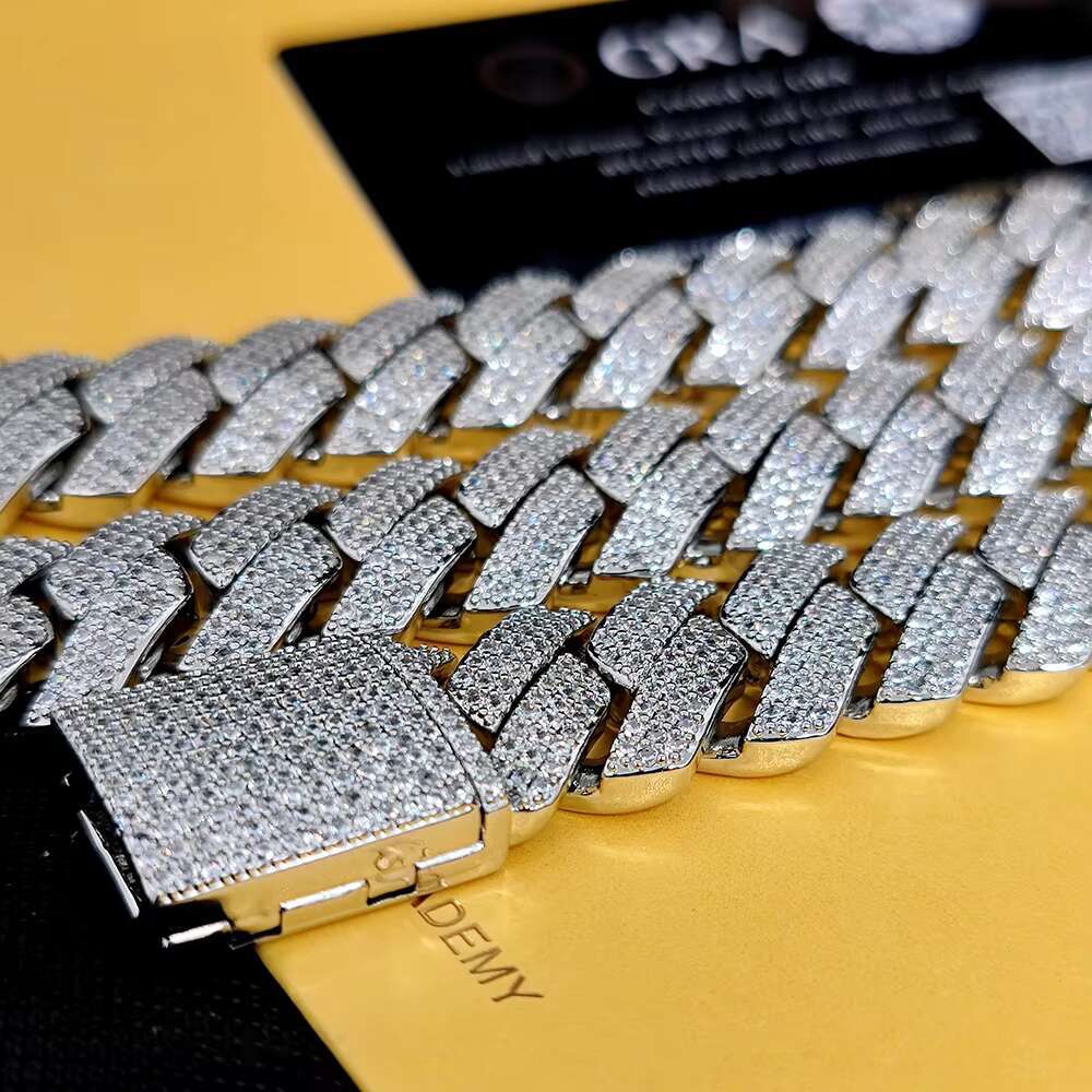 NUOYA High Quality 925 Sterling Silver Cuban Necklace Hip Hop Jewelry Shiny VVS Diamond Prong Miami Cuban Link Chain for Women