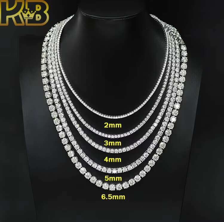 Mens Hip Hop Tennis Chain 925 Sterling Silver Moissanite VVS Diamond Chain Necklace Iced Out Jewelry Luxury Gift