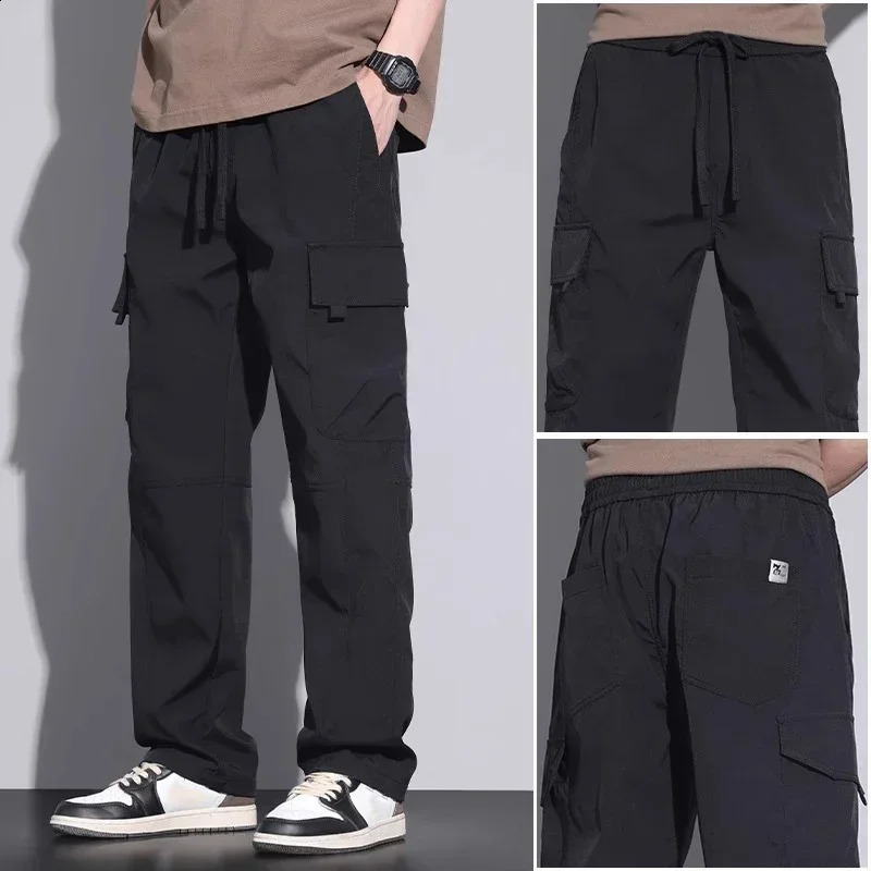 Mens American Style Vintage Cargo Pants Baggy Outdoor Sports Ripstop Trousers Multi Pockets Straight Leg Casual Pants Male 250527