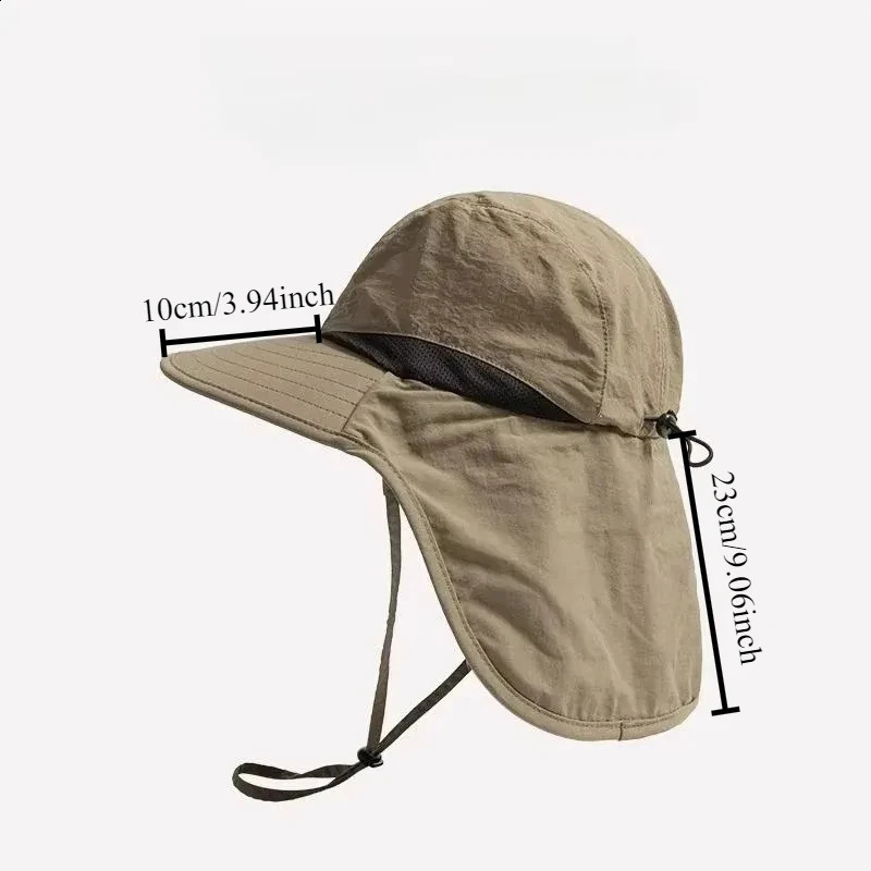 Unisex Summer Wide Brim Waterproof and Quick-drying Bucket Hats Outdoor Visor Panama CapsMesh Breathable Sun Hat with Neck Flap 250523