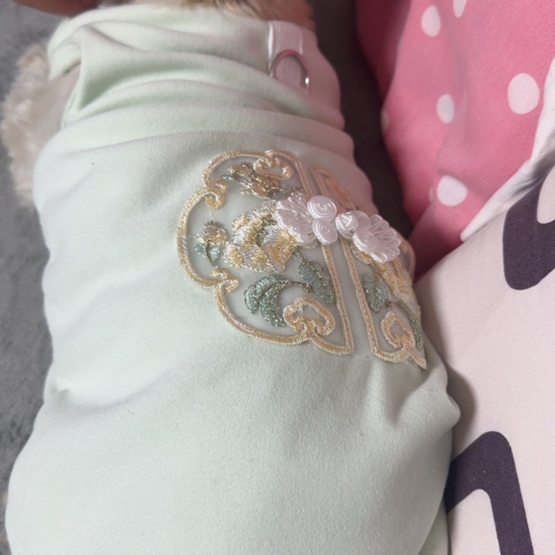 9Spring and summer new pet Chinese style dog cat clothes Teddy bear new Chinese style buckle embroidery drawable vest