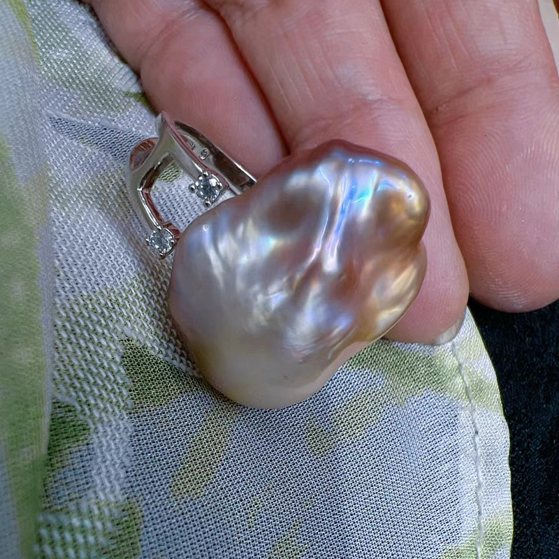 Elegant Baroque Style Freshwater Pearl Ring with Uniquely Irregular Shape Perfect for Party, Wedding Attire