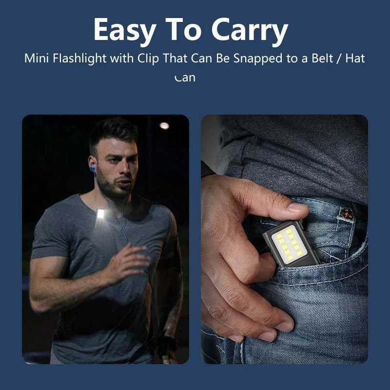 COB Flashlights 4 Lighting Modes Torch USB Rechargeable EDC Flashlight WIth Pen Clip Strobe for fishing Camping Repair Torch XJ250529