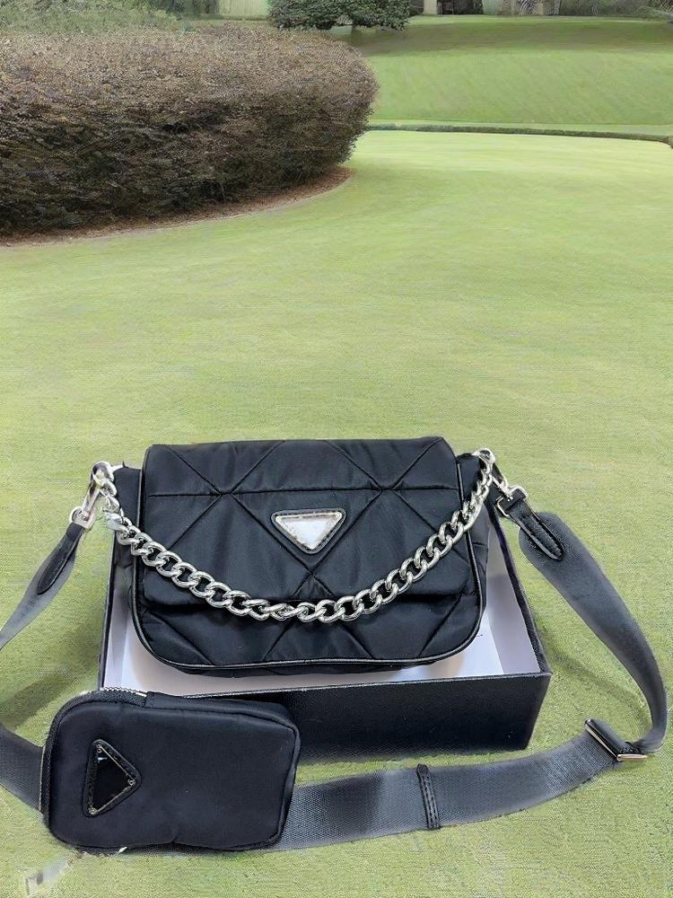 New nylon Oxford fabric casual bag with diamond grid chain shoulder bag, crossbody small bag, fashionable and lightweight women's bag