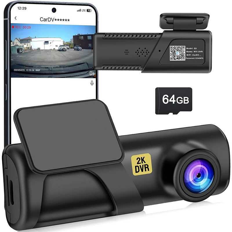 Car dvr Dash Cam WiFi FHD 2K Mini Dash Camera for Cars Front 170 Wide Angle Night Vision Loop Recording 24H Parking Monitor 128G MAX R250529