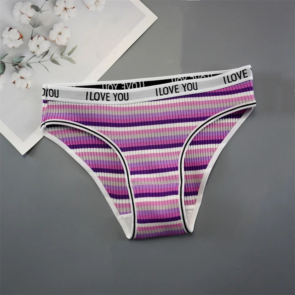 3PCSSet Fashion Letter Printed Cotton Women Underwear Breathable Comfort Sexy Lingerie Low Waist Seamless Female Intimates 250526