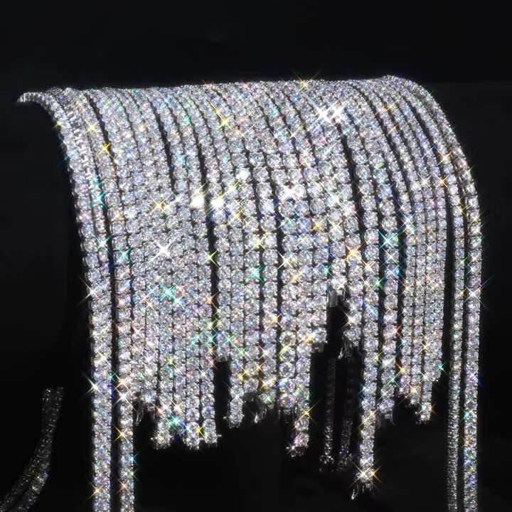 Hip Hop Custom Moissanite Tennis Chain 3mm 4mm 5mm 925 Sterling Silver Cuban Link Necklace for Men with 26 Inch Length