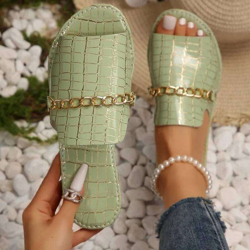Summer and Autumn New Large Size Open-toed Flip-flops Flat Wedge Sandals Shoes for Women